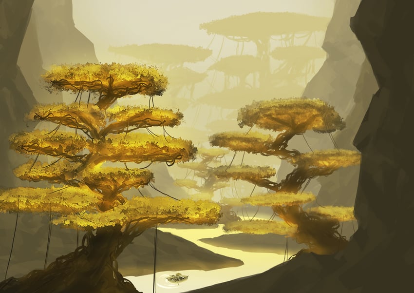 原创 1个其他角色 性别不明 船 峡谷 白天