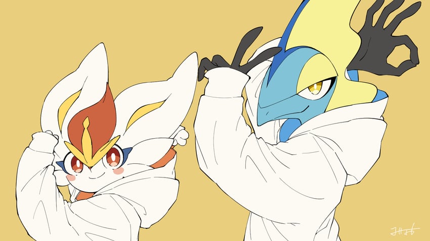 Goodbye 宣言 (Vocaloid)、宝可梦、闪焰王牌 其他两人 动物鼻子 举起双手 作者名 黑肤