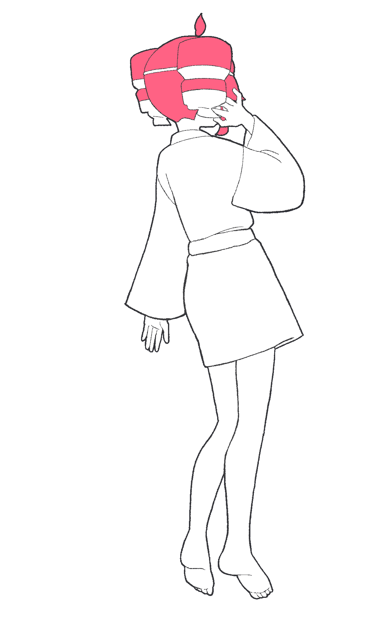 obake taiken (utau)、UTAU、重音Teto 1名女孩 赤脚 亮瞳 钻头发 背对