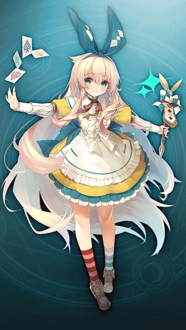 格林笔记、爱丽丝(格林笔记)、alice (shinsei) (grimms notes) 1名女孩 水色背景 水色瞳 不对称腿部穿着 金发