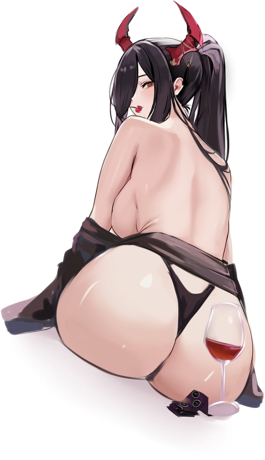 碧蓝航线、腓特烈大帝 (碧蓝航线) 屁股 侧乳(后方视点) 黑发 乳房 樱桃