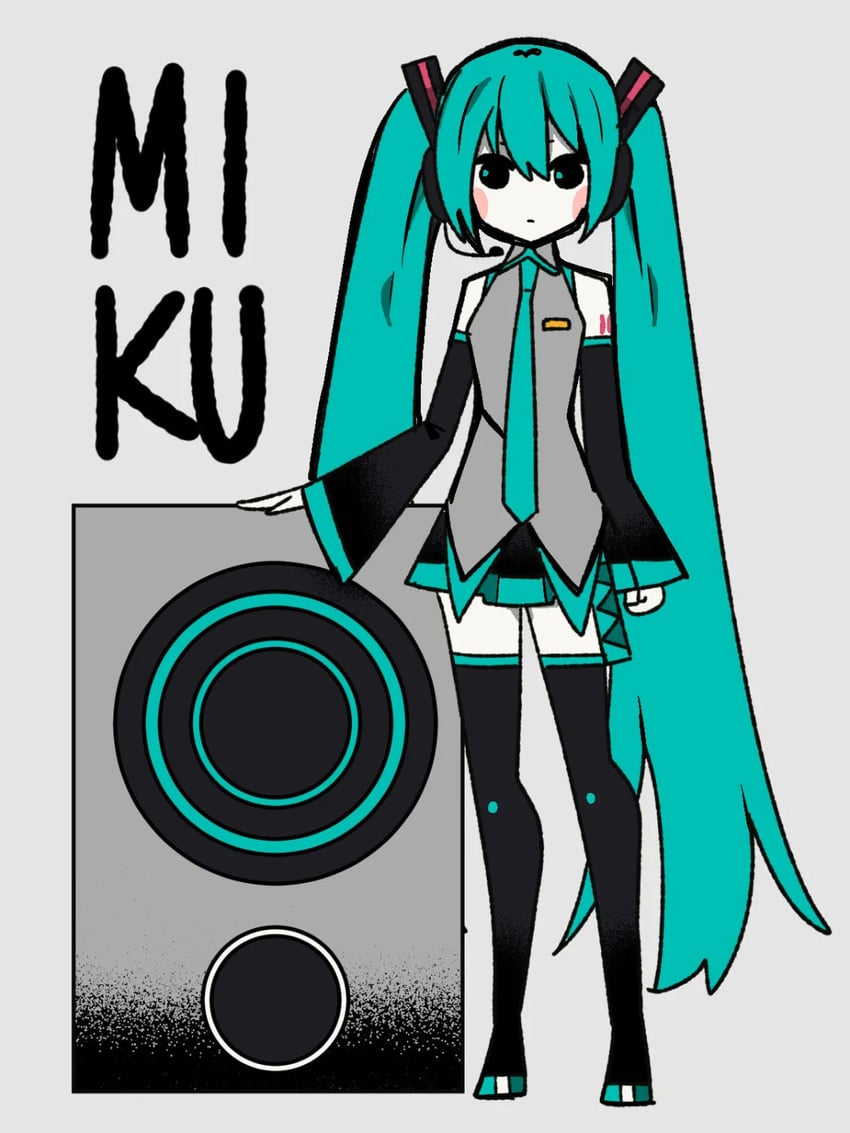 VOCALOID、初音未来 1名女孩 水色发 水蓝色领带 水蓝色衬衫 黑瞳