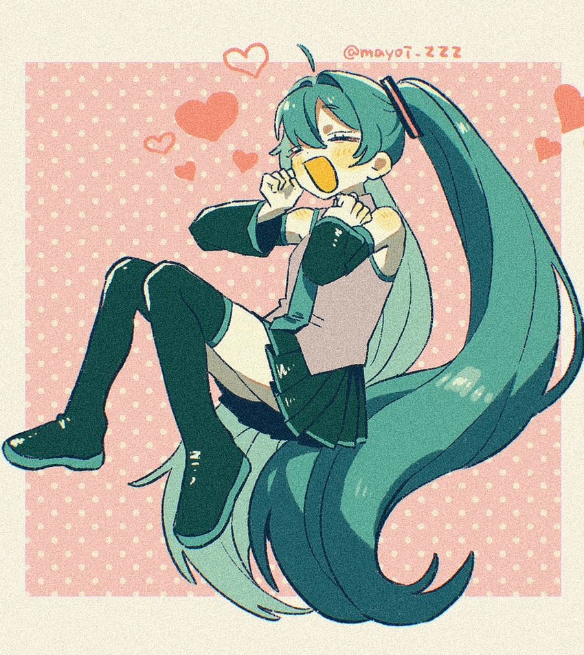 VOCALOID、初音未来 1名女孩 水色发 水蓝色领带 水蓝色衬衫 黑色过膝袜