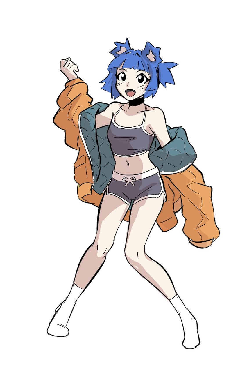 Go! Go! Gris!、Gris 1名女孩 兽耳 熊耳 黑吊带背心 黑色项圈