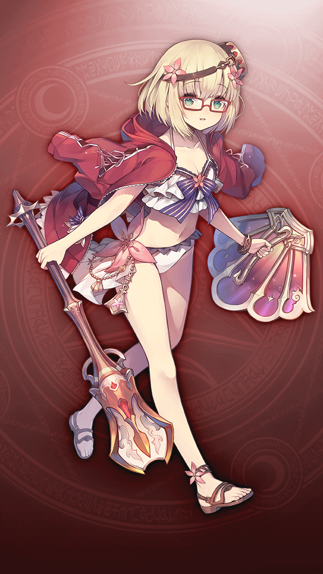 格林笔记、格林笔记：学园、red riding hood (gakuen summer) (grimms notes) 1名女孩 比基尼 金发 棕色凉鞋 锁骨