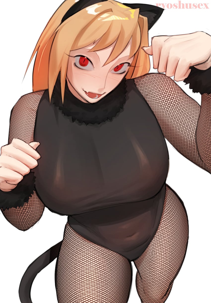 歌月十夜、月姬、爱尔奎特·布伦史塔德 1名女孩 兽耳毛 兽耳 黑色紧身连体衣 金发