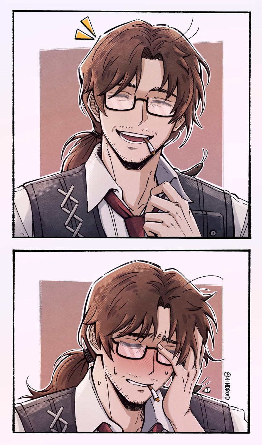边狱公司、Project Moon、格雷戈尔的蟑螂 (Project Moon) 1名男孩 两格漫画 :D 问号 胡茬
