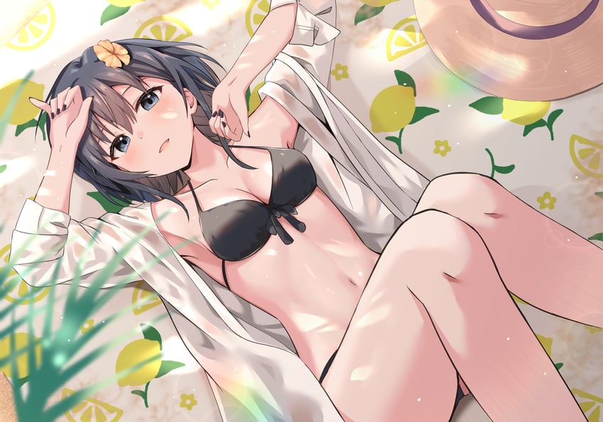 原创 1名女孩 举手 比基尼 衣内比基尼 黑色比基尼