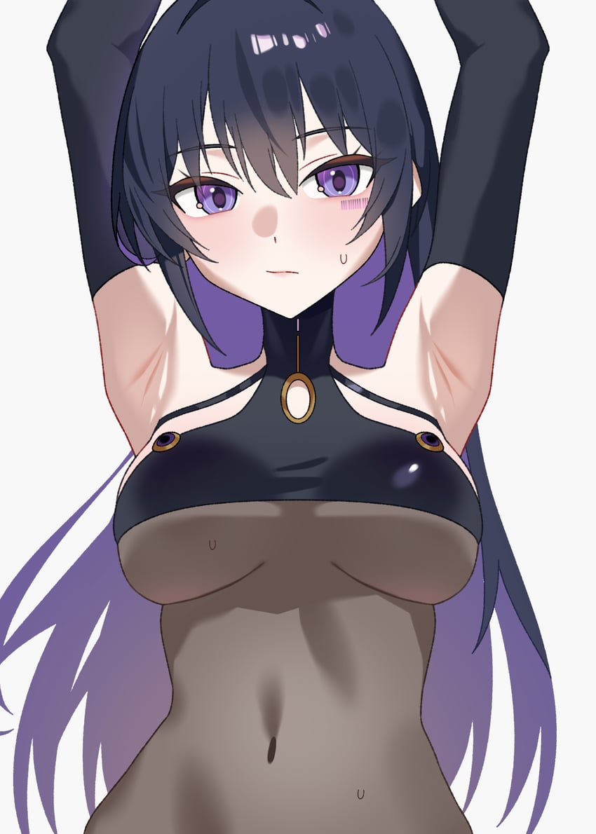 胜利女神：妮姬、endless (nikke) 1名女孩 腋下 举起双手 条形码 条形码纹身