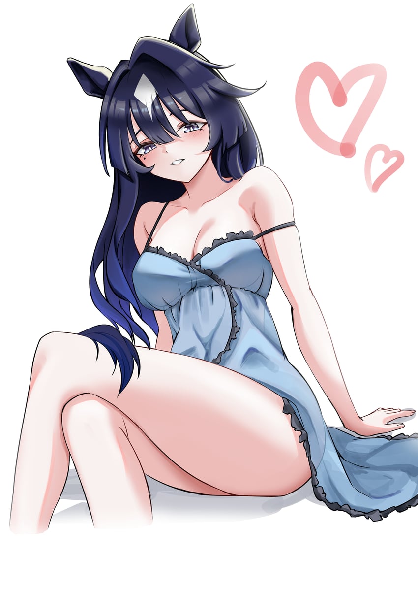 赛马娘、薇儿希娜 (赛马娘) 1名女孩 兽耳 露肩 蓝眼 蓝发