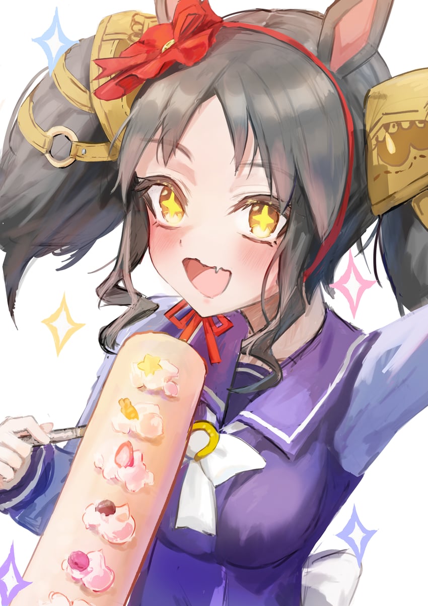 赛马娘、美妙周日 (赛马娘) +_+ 1名女孩 兽耳 黑发 脸红