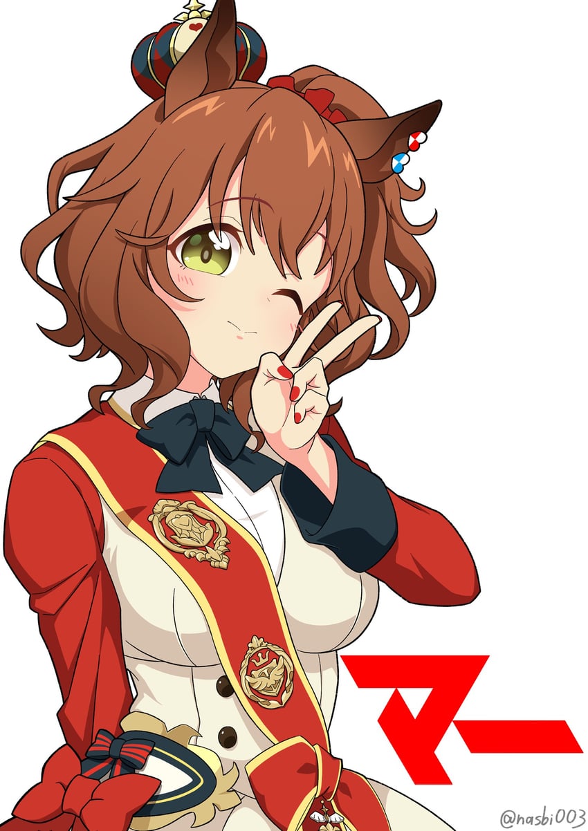 赛马娘、阿斯顿马酱 (Flare) (赛马娘)、阿斯顿马酱 (赛马娘) 1名女孩 兽耳 黑色蝴蝶结 黑色蝶形领结 脸红