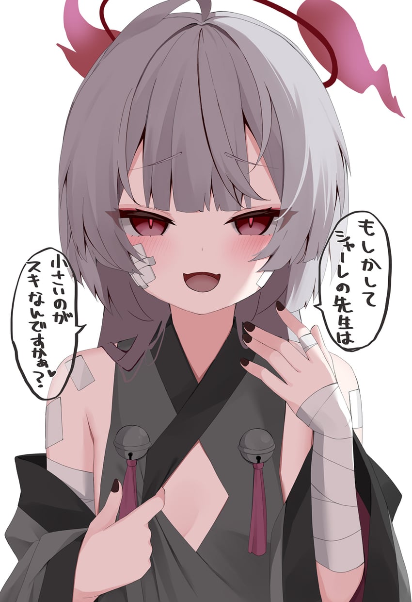 二次元插画 1名女孩 :D 黑色指甲 指甲 纱布