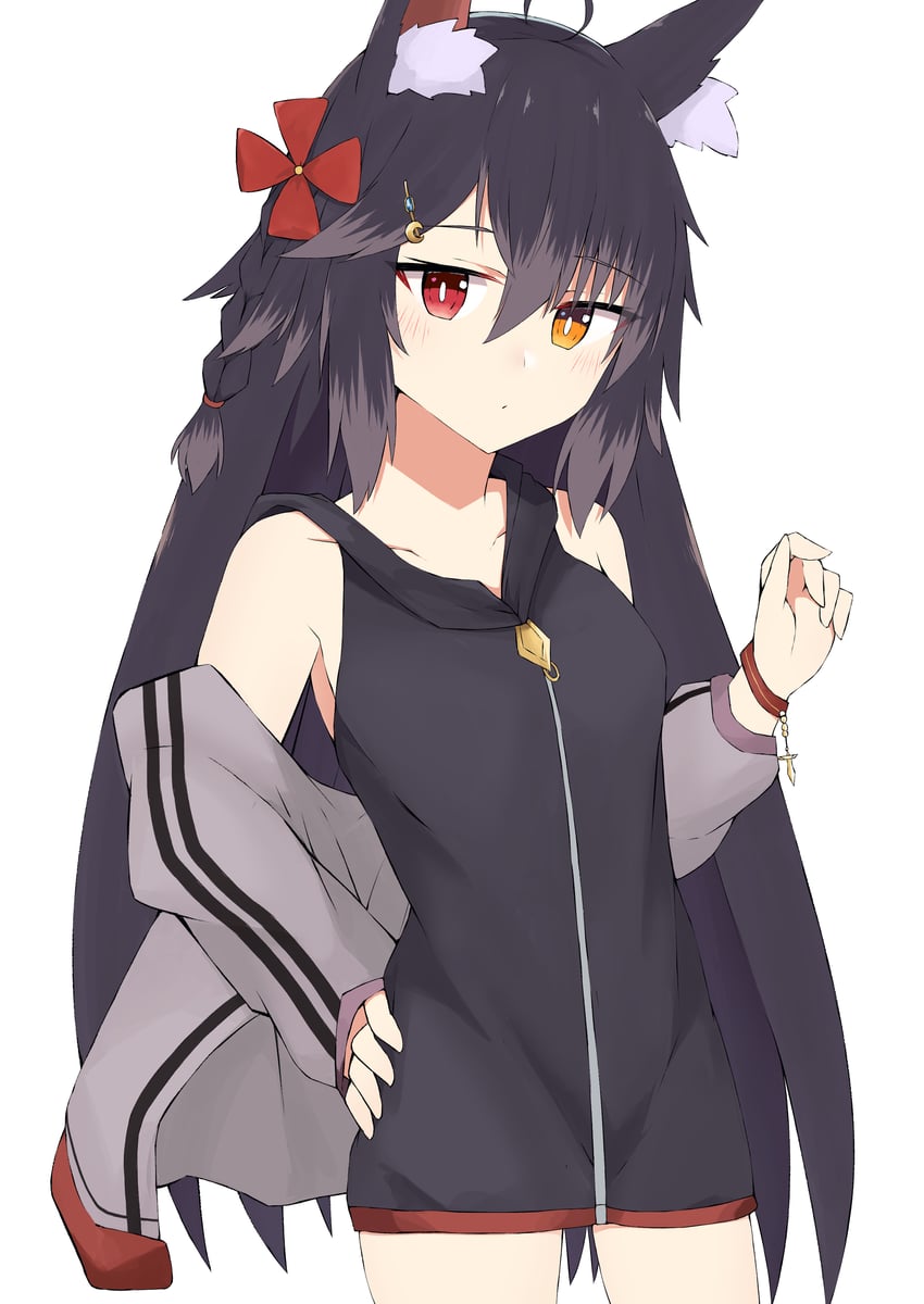 原创 1名女孩 呆毛 兽耳毛 兽耳 露肩