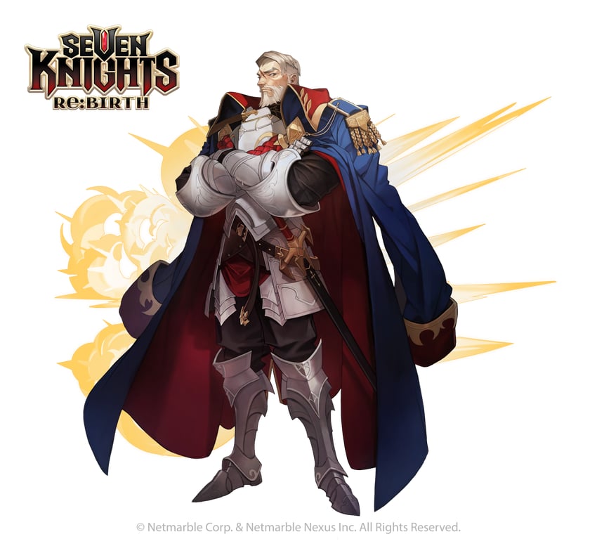 seven knights re:birth、aragon (seven knights re:birth) 1名男孩 铠甲 铠甲靴 胡子 黑裤子