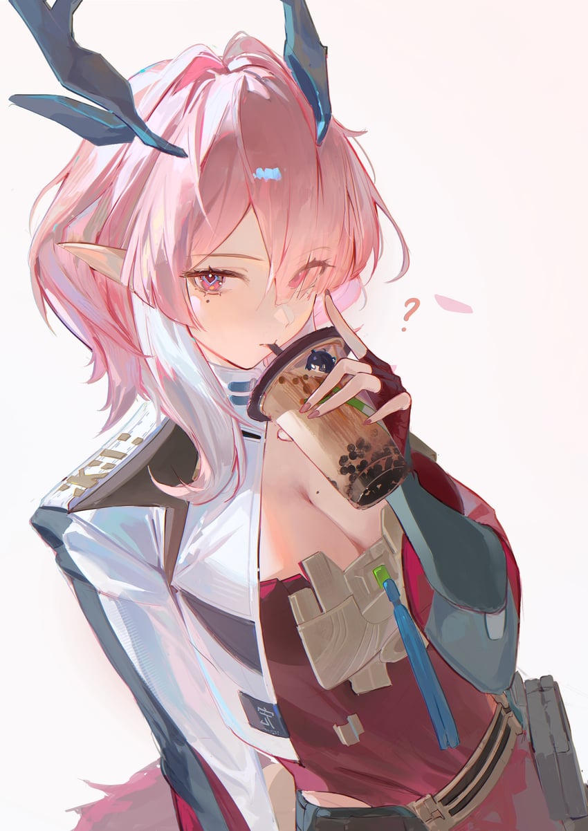 明日方舟、明日方舟：终末地、弥伏 (明日方舟) 1名女孩 蓝角 乳房 乳沟 恶魔娘