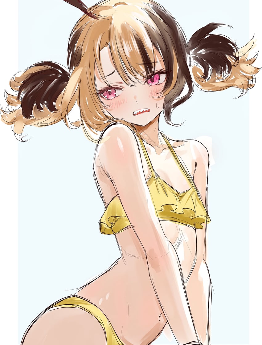 Hololive、Hololive英语、Gigi Murin 1名女孩 呆毛 替换服装 弓背 露肩