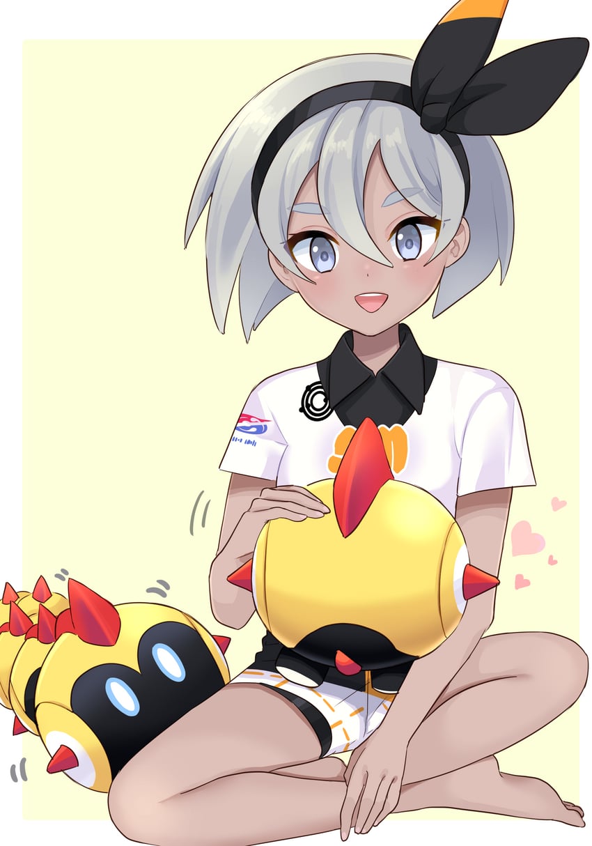 宝可梦、宝可梦 剑/盾、彩豆 (宝可梦) 1名女孩 :D 赤脚 黑色发带 蝴蝶结发带
