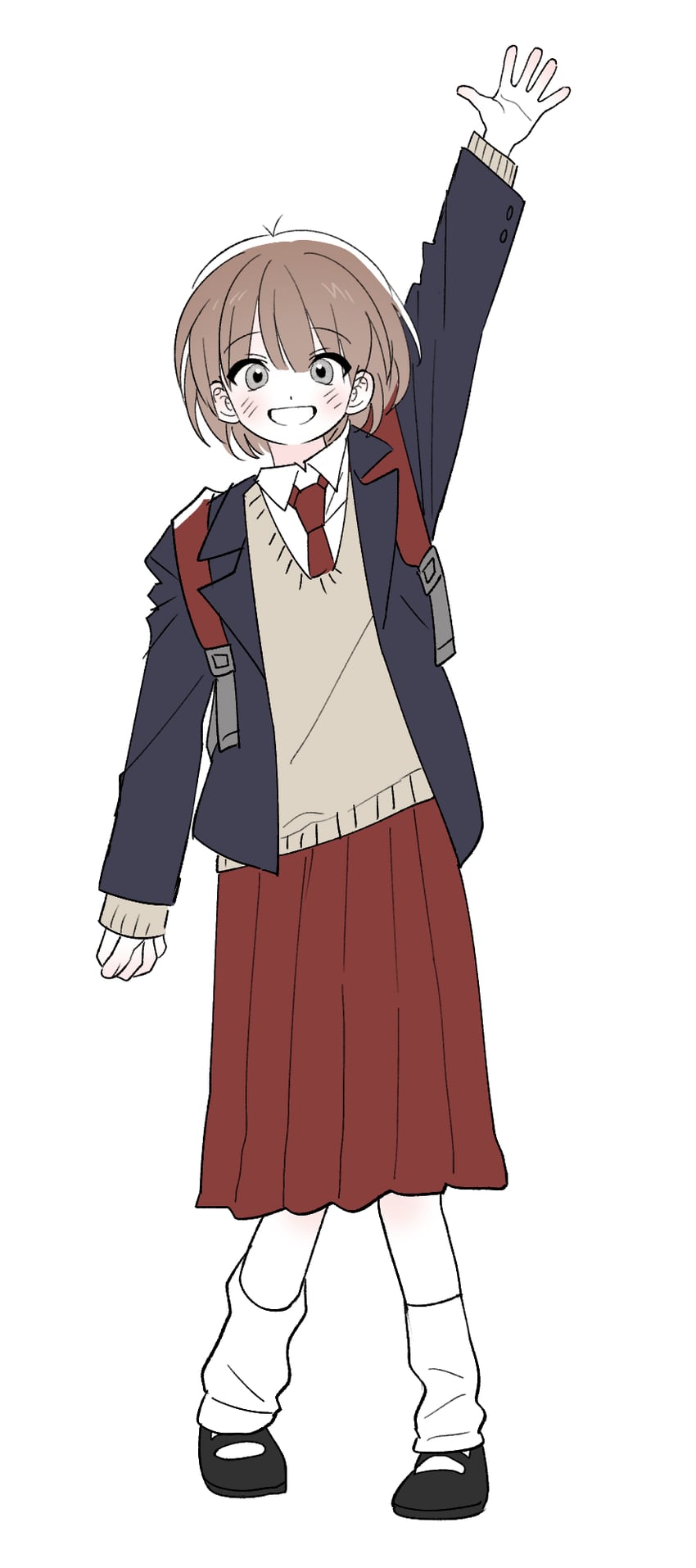 原创 1名女孩 举手 背包 包 西装外套