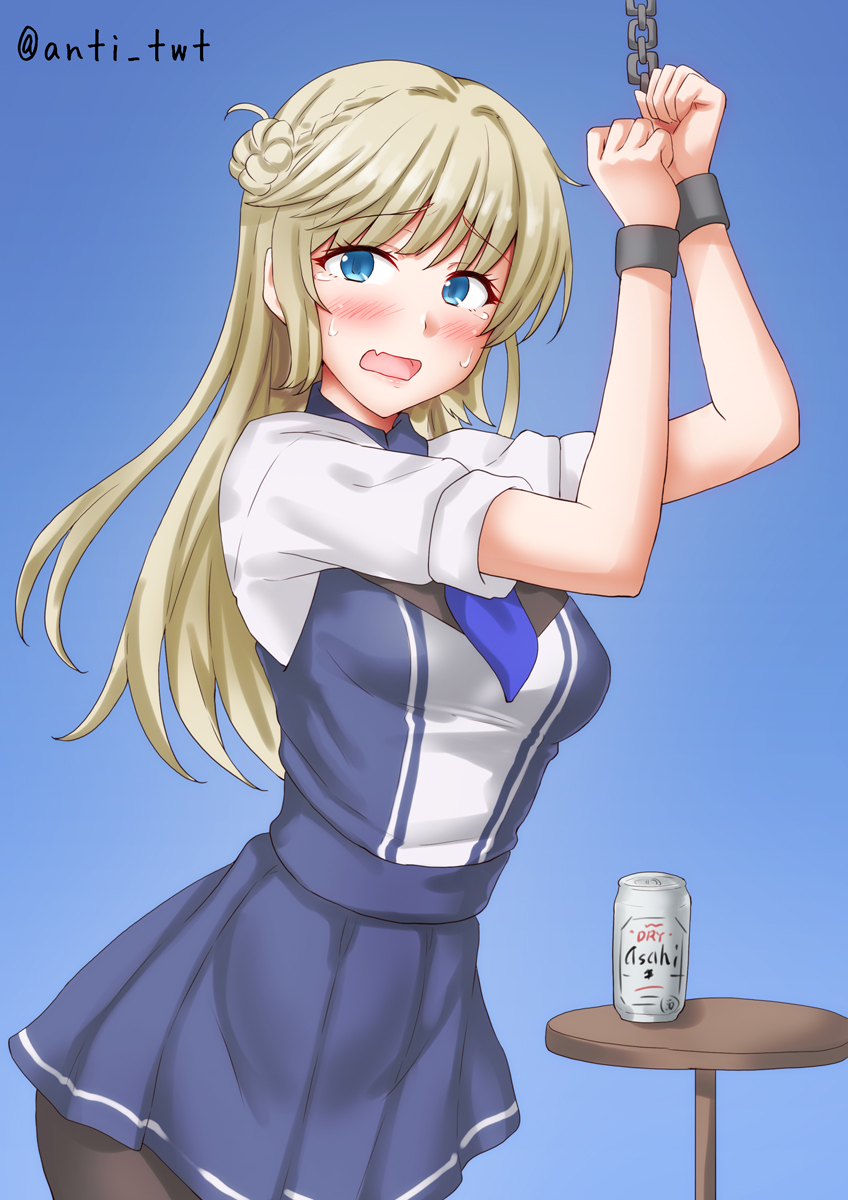 舰队Collection、突击者 (舰队收藏) 1名女孩 酒 朝日啤酒 啤酒 啤酒罐