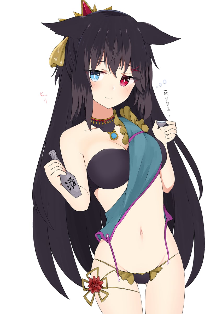 原创 1名女孩 兽耳 裸臂 露肩 比基尼