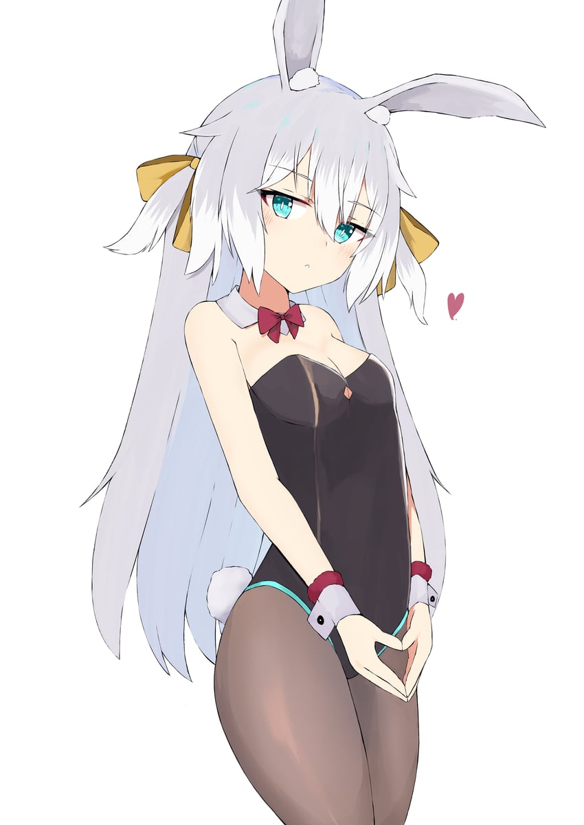 原创 1名女孩 兽耳 黑色紧身连体衣 蓝眼 脸红