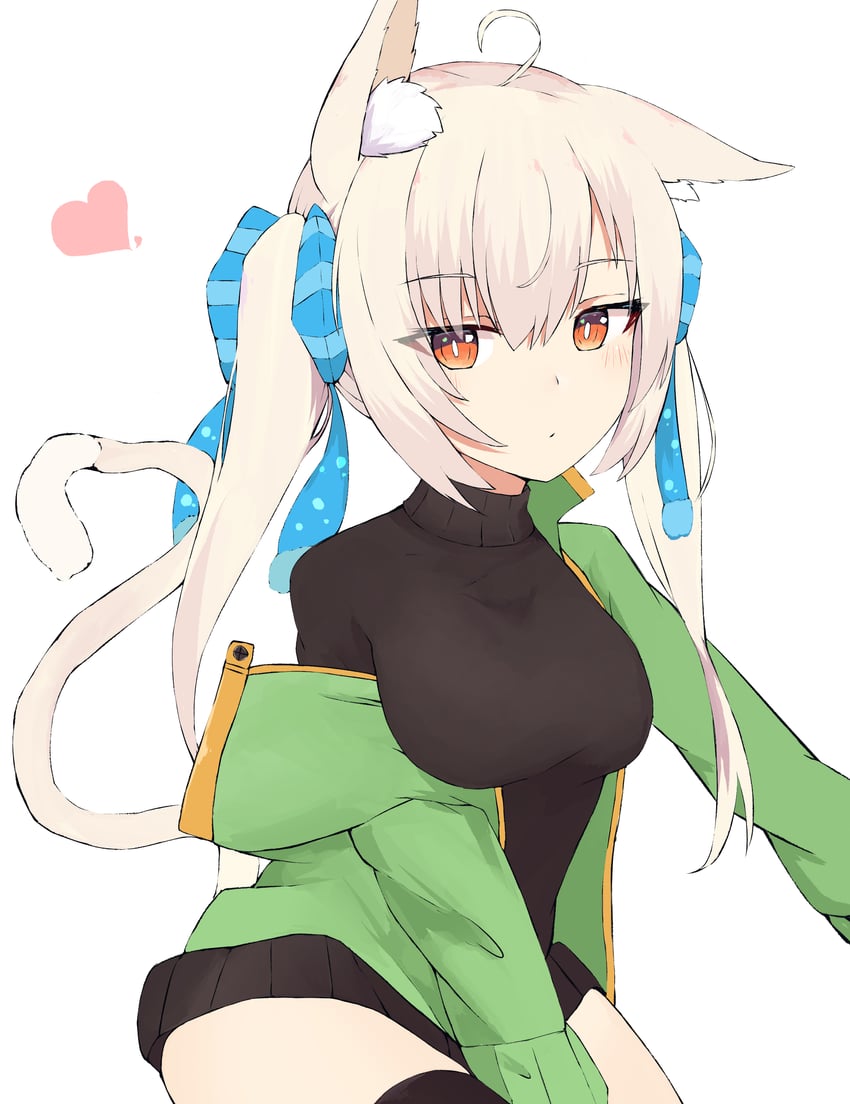 原创 1名女孩 兽耳 黑衬衫 黑色裙子 黑色过膝袜