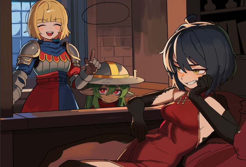 原创 3人女子 :D 微笑 呆毛 铠甲