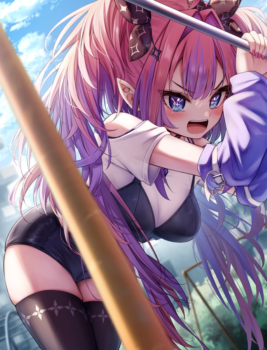 Hololive、hololive DEV_IS、Kikirara Vivi 1名女孩 生气 护臂 黑色蝴蝶结 黑色文胸