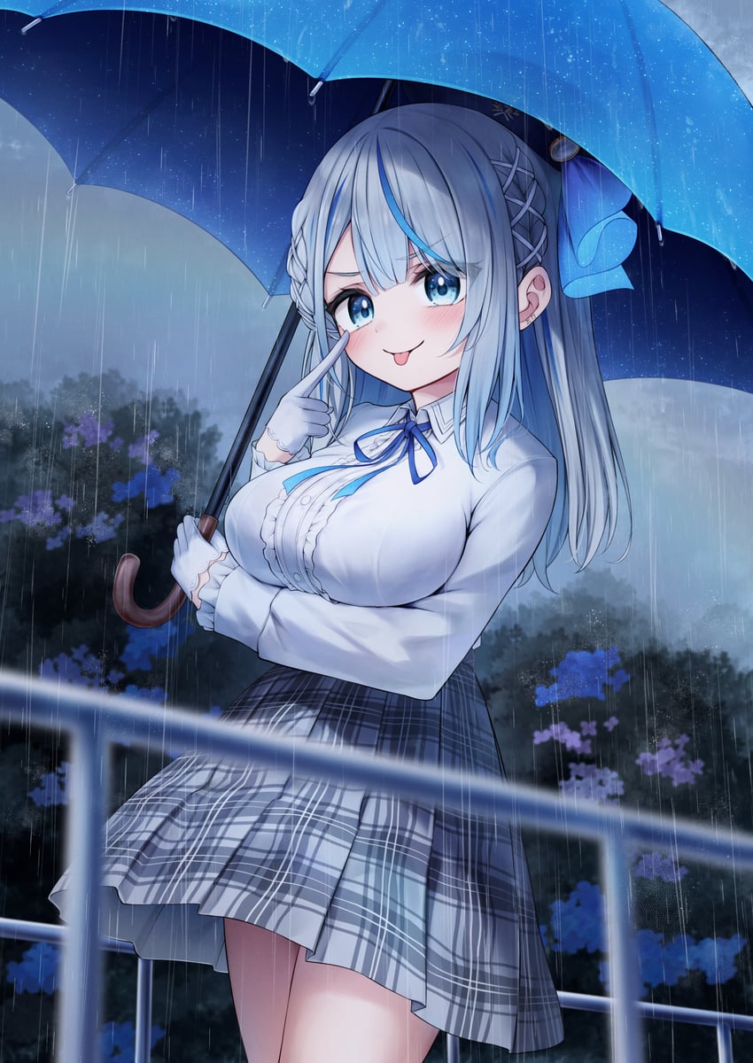 天气星球、天谷瑠花 1名女孩 :p 吐舌头翻眼皮 蓝眼 蓝发