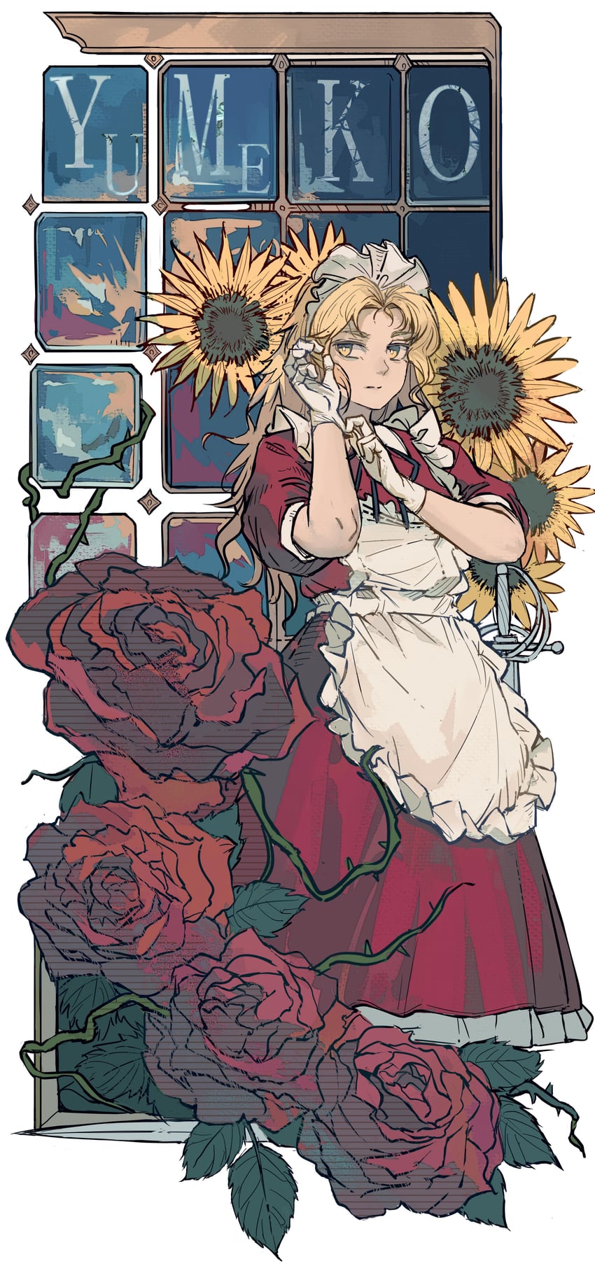 东方Project、东方Project (PC-98)、梦子 (东方Project) 1名女孩 围裙 金发 角色名称 闭嘴