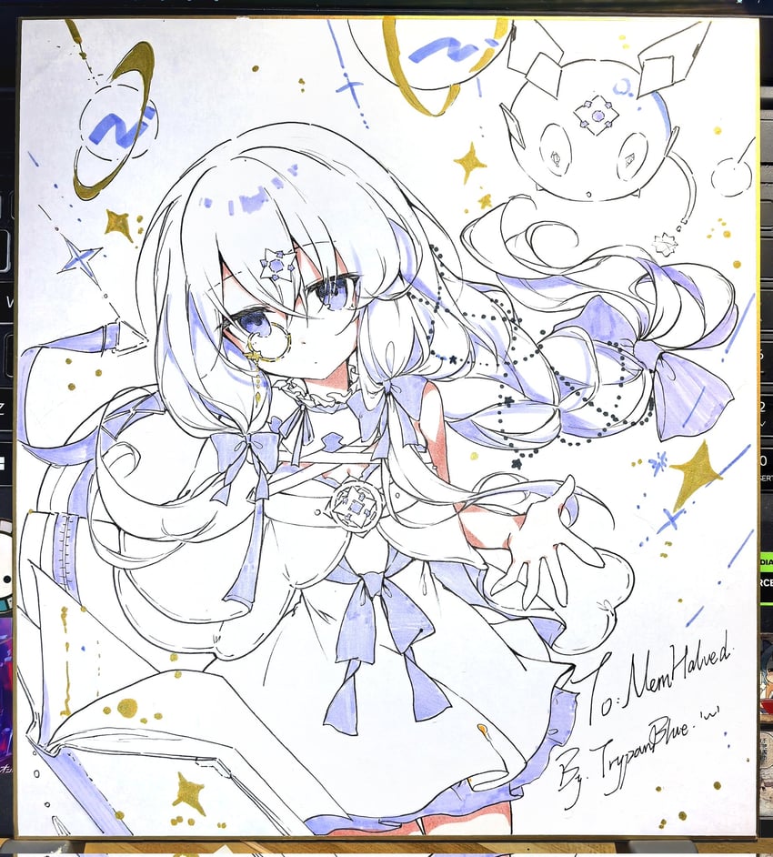 韵律源点 Arcaea、卡戎（音弧）、拉格朗日 (Arcaea) 作者名 露肩 书 辫子 连衣裙