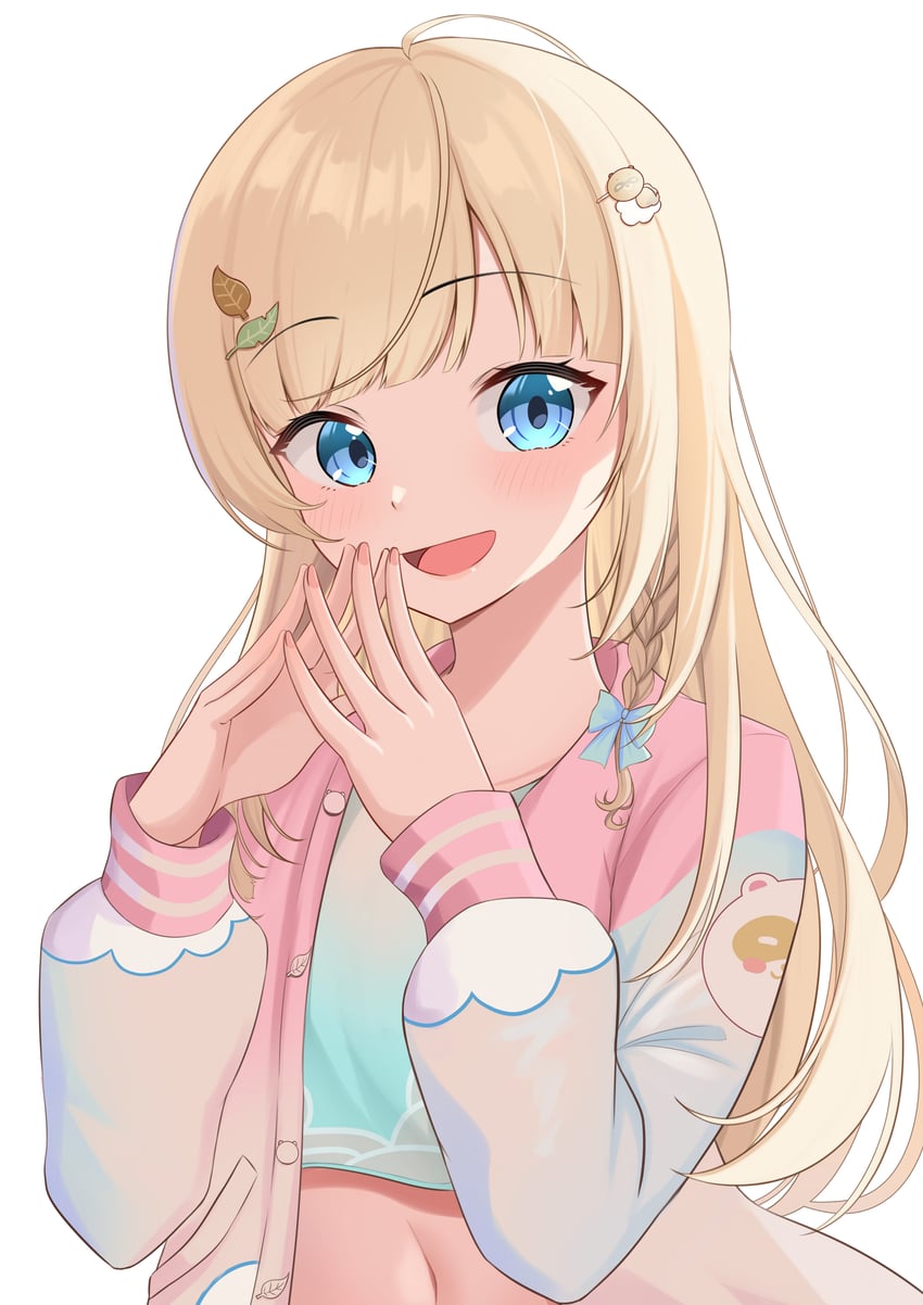 Hololive、风真伊吕波、风真伊吕波 (私服) 1名女孩 金发 蓝眼 脸红 发饰