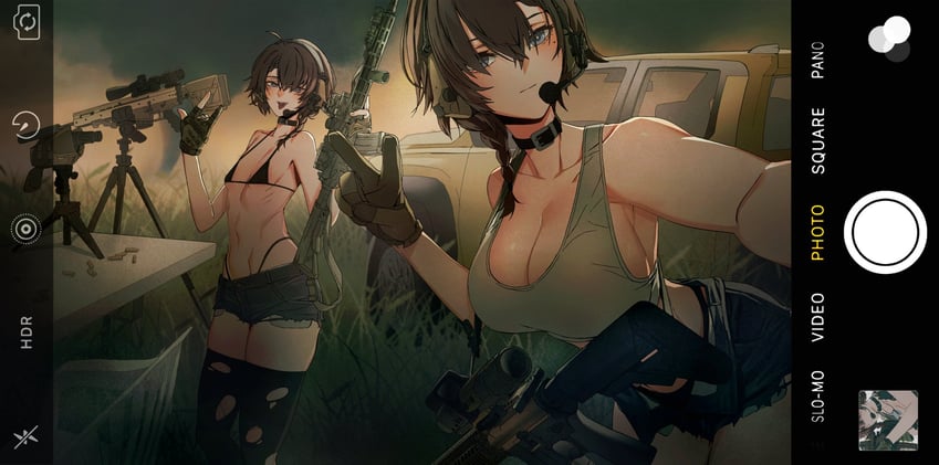 原创 2名女孩 露腋 比基尼 蓝眼 辫子