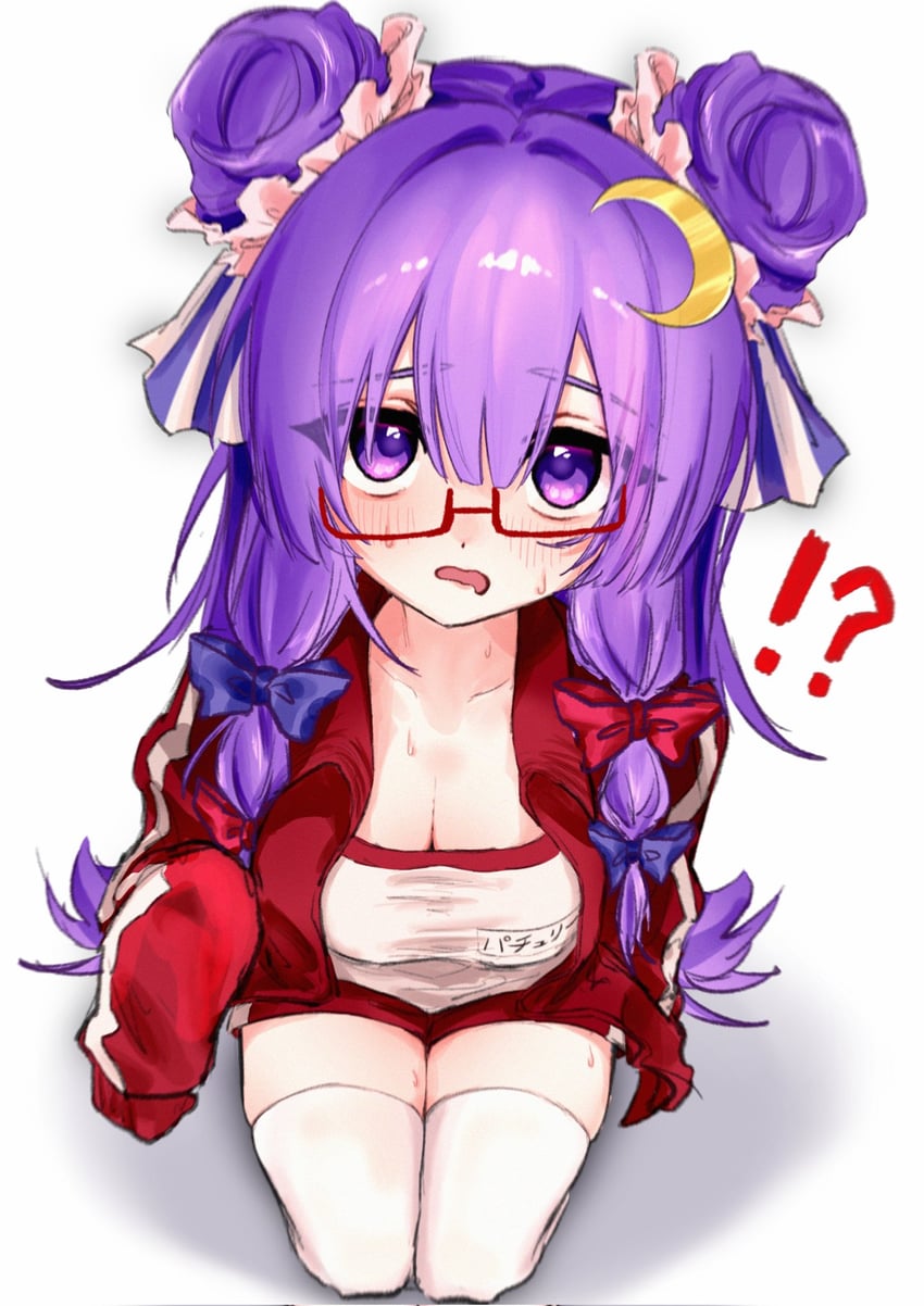 东方Project、帕秋莉·诺蕾姬 !? 1名女孩 替换服装 蓝色蝴蝶结 脸红