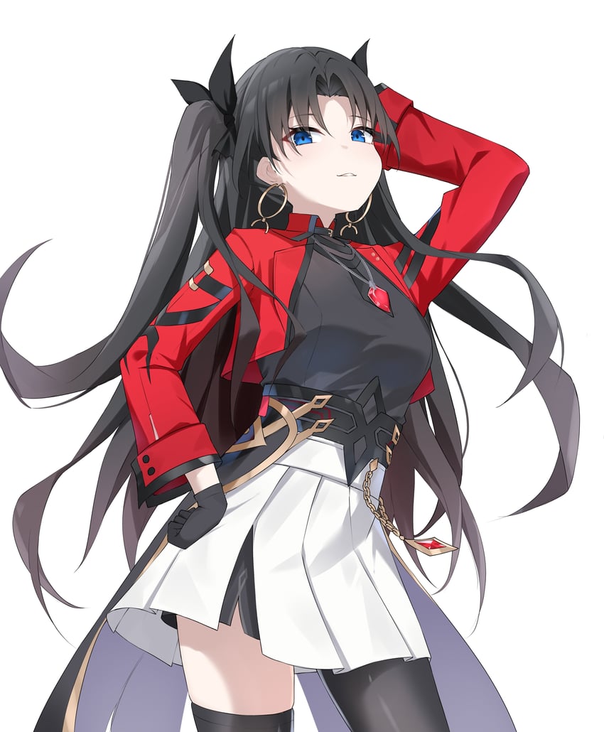 Fate/stay night、Fate系列、崩坏：星穹铁道 1名女孩 黑发 黑色过膝袜 蓝眼 牛仔镜头