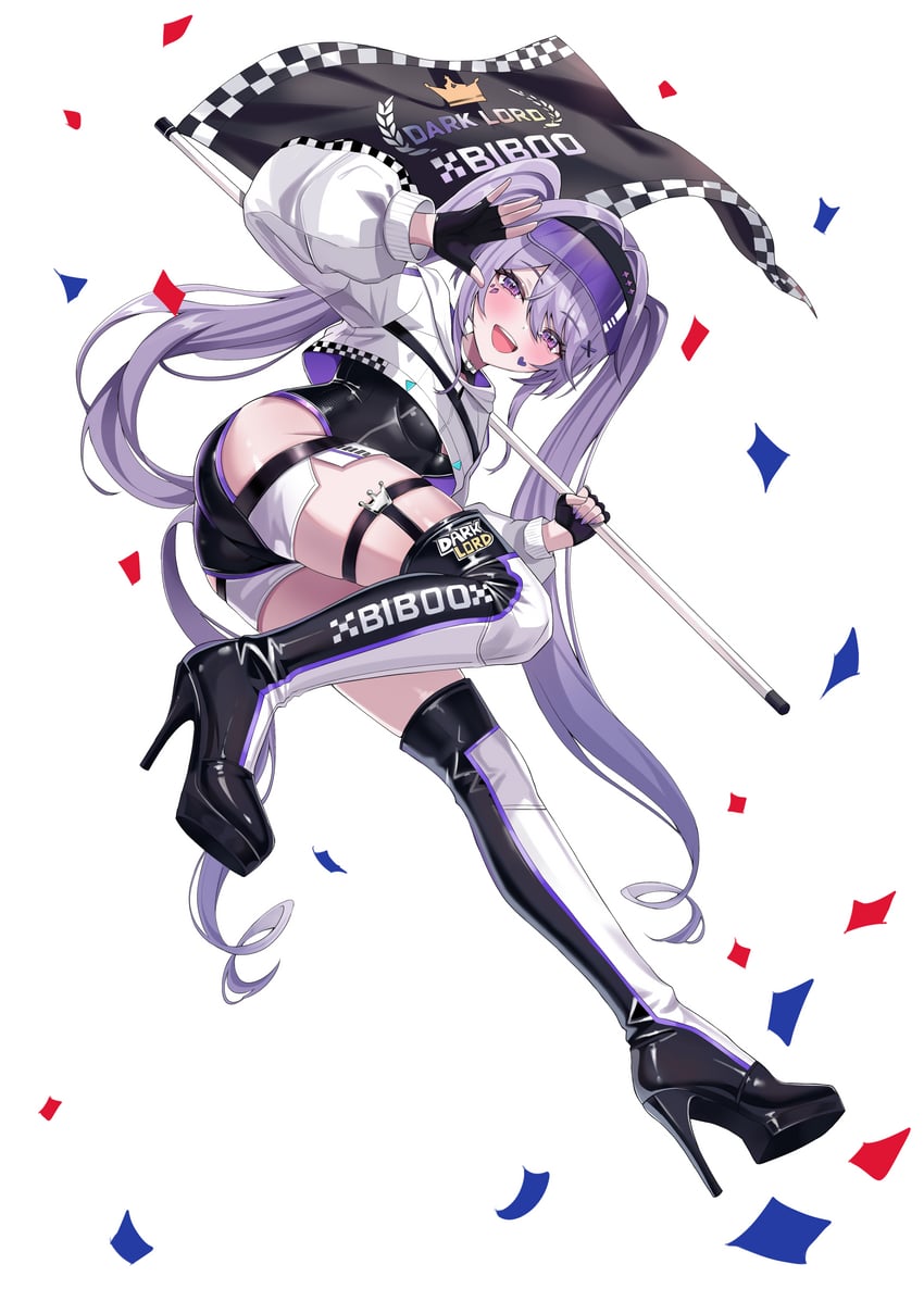 Hololive、Hololive英语、古石比珠 1名女孩 :D 替换服装 不对称腿部穿着 黑色手套