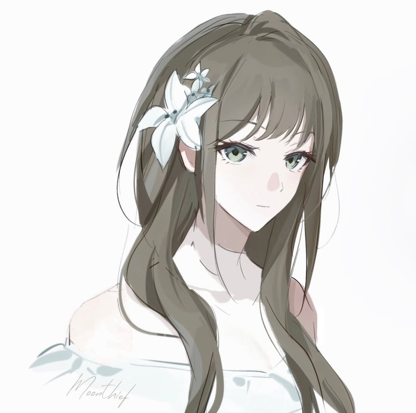 BanG Dream!、BanG Dream! Our Notes、琴平凪 1名女孩 棕发 闭嘴 花 绿眼