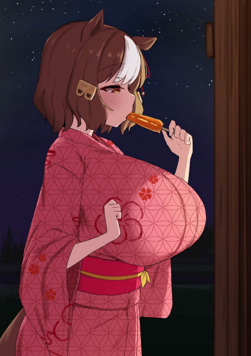 赛马娘、赛马娘：芦毛灰姑娘、贝尔诺轻光 (赛马娘) 1名女孩 异形乳量 (大) 替换服装 兽耳 乳房
