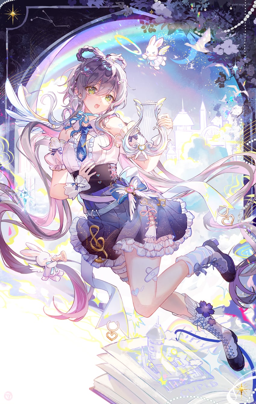VOCALOID、Vsinger、洛天依 1名女孩 绷带 创可贴 露肩 鸟