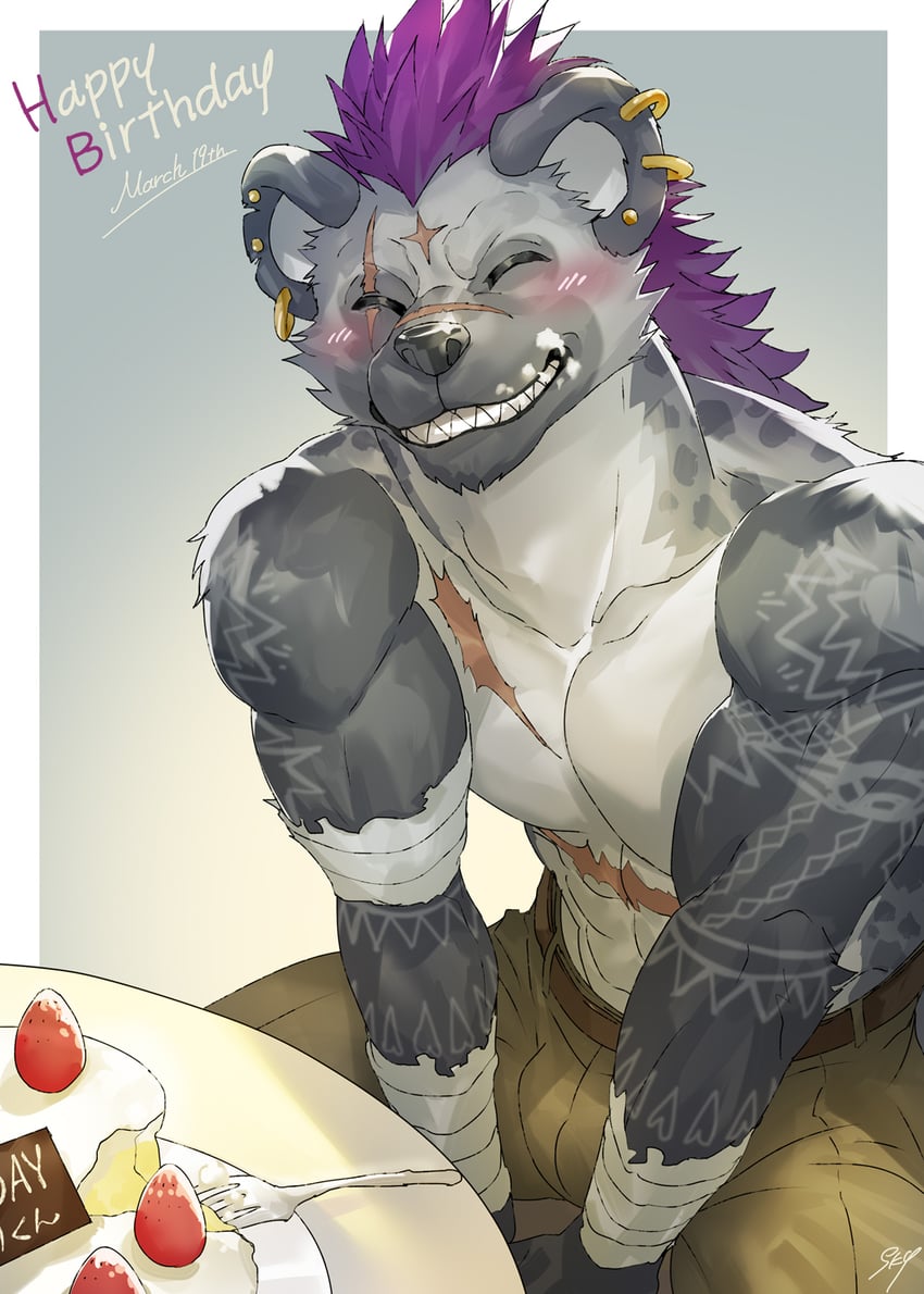 渴望传说、yuriganos (crave saga) 1名男孩 腹肌 蔷薇 脸红 棕色裤子