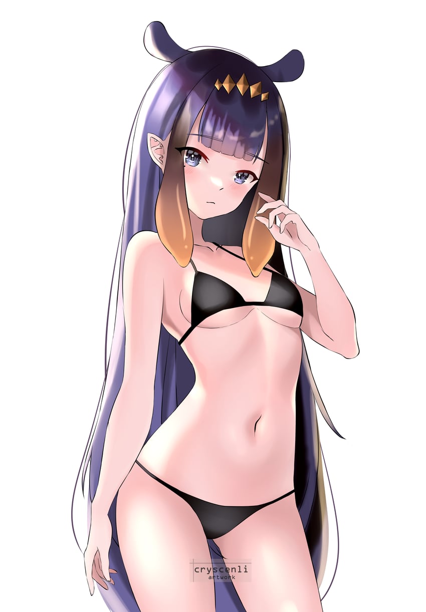 Hololive、Hololive英语、一伊那尔栖 1名女孩 作者名 裸臂 比基尼 黑色比基尼
