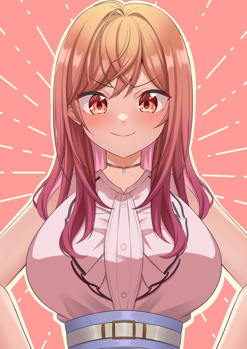 Hololive、hololive DEV_IS、一条莉莉华 1名女孩 露肩 腰带 齐刘海 脸红