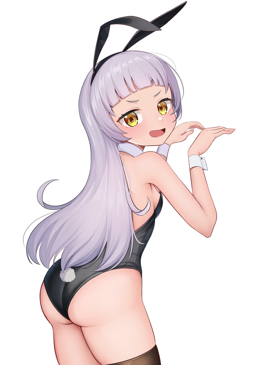 Hololive、紫咲诗音 1名女孩 兽耳 屁股 黑色发带 黑色紧身连体衣