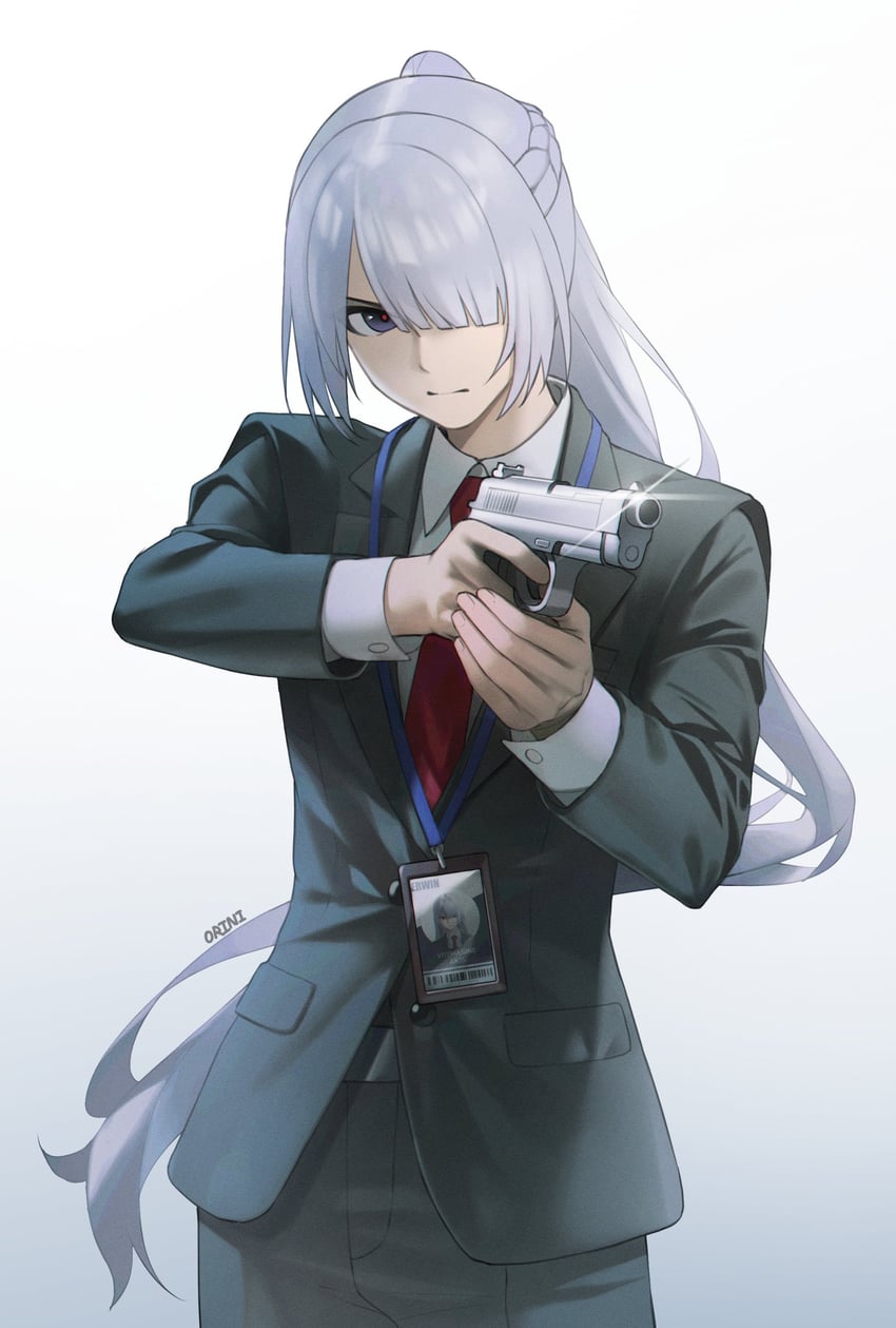 少女前线、少女前线2：追放、AK-15 (艾尔温) (少女前线) 1名女孩 瞄准 作者名 黑裤子 黑色西装