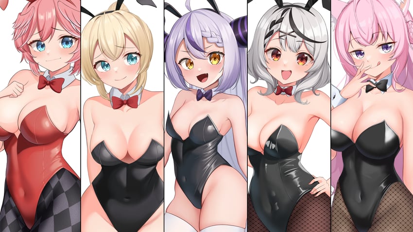 Hololive、博衣小夜里、风真伊吕波 5名女孩 呆毛 异形乳量 (大) 兽耳毛 兽耳发箍
