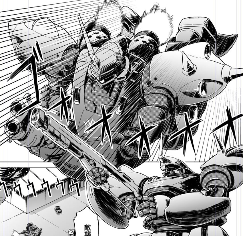 C99、高达、高达 0080 瞄准 战斗 建筑物 漫画 开火