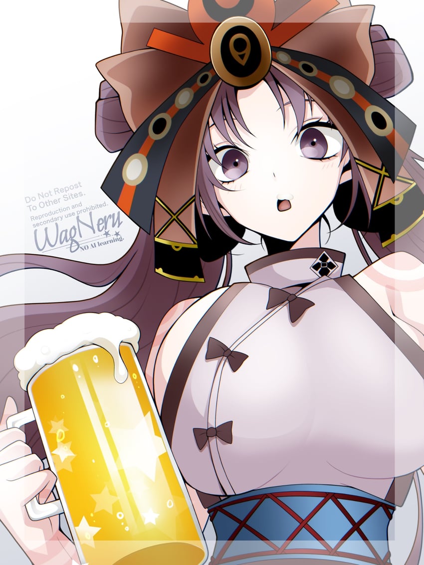 Fate/Grand Order、Fate系列、壹与（Fate） 1名女孩 酒 露肩 啤酒 啤酒杯