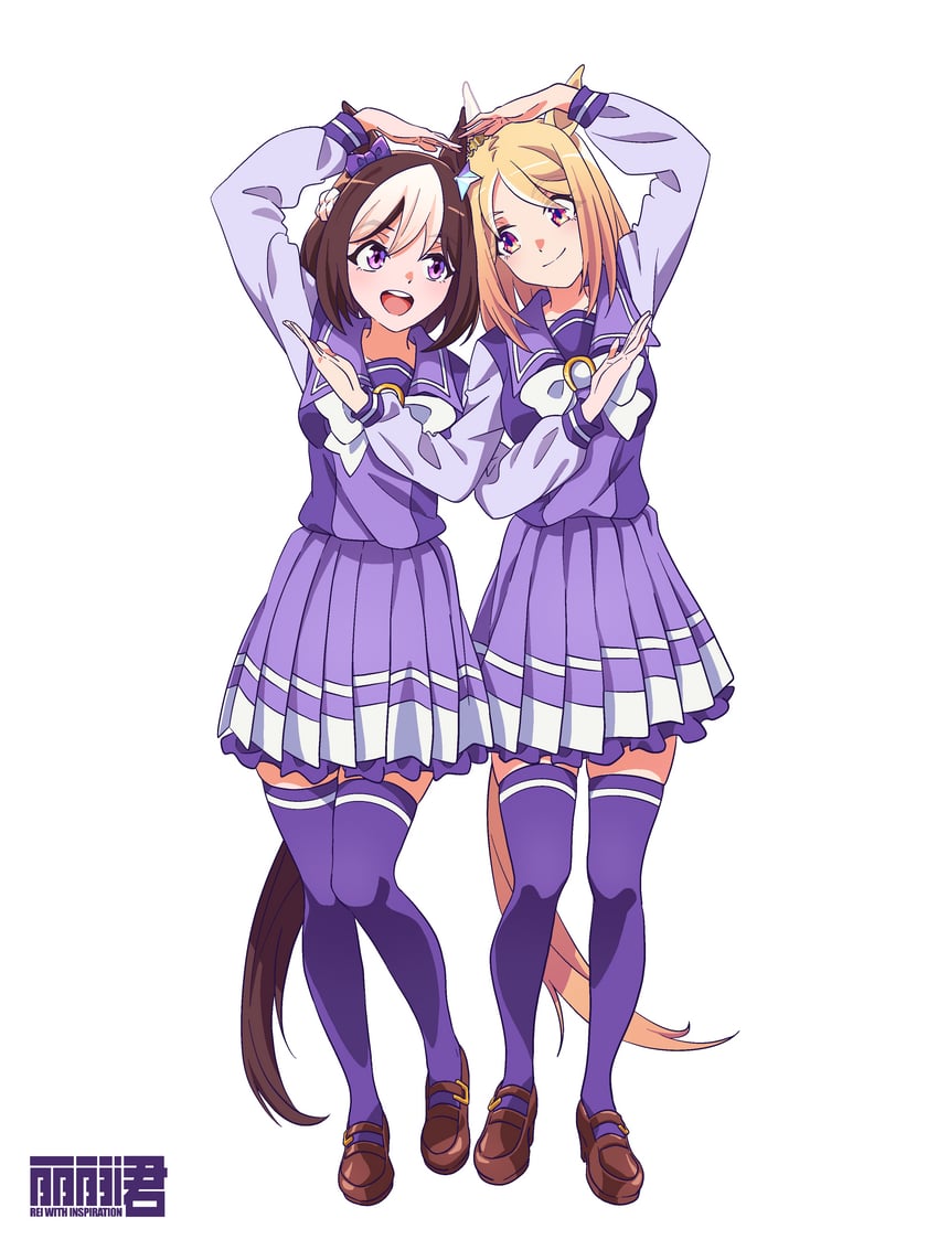 赛马娘、成田路 (赛马娘)、特别周 (赛马娘) 2名女孩 兽耳 作者名 金发 辫子