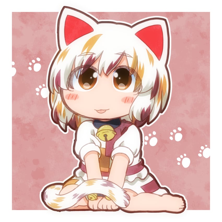 东方Project、豪德寺三毛 1名女孩 猫脸笑 :p 兽耳 赤脚